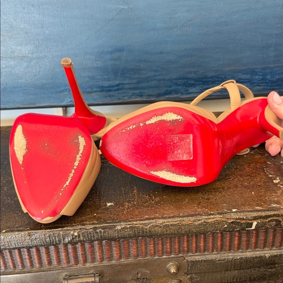 Christian Louboutin Beige Peep Toe Heels - Picture 6 of 8